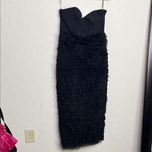H&M Black Strapless Ruffle Dress